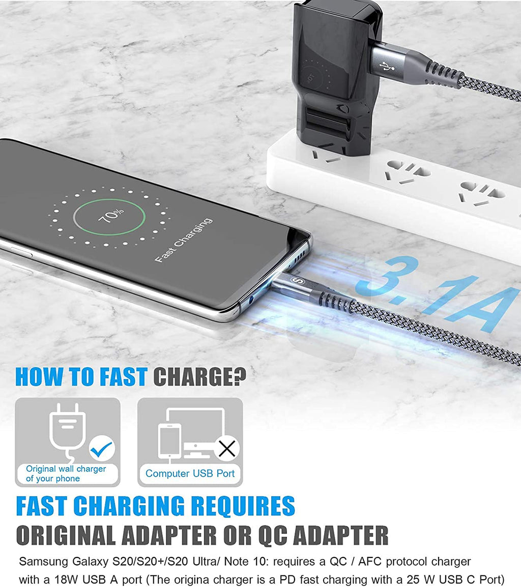 2-Pack 1M USB C Cable 3.1A Fast Car Charger Cable Compatible for iPhone 17 air 16 15 Plus Pro Max, Samsung Flip/Fold 7 6 5 4 3 S26 S25 S24 S10 S20 S21 S22 S23 A16/15/14/13/12 A35/A34 A56/55/54, Pixel