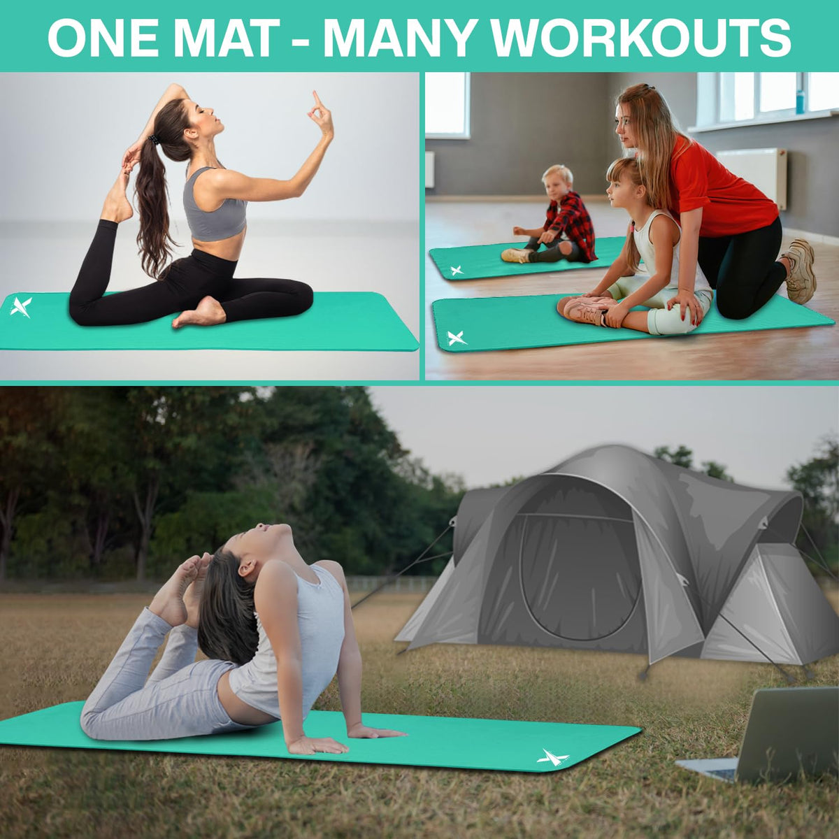 XN8 Sports Yoga Mat 10mm & 15mm Thick NBR Exercise Mat with Carry Strap