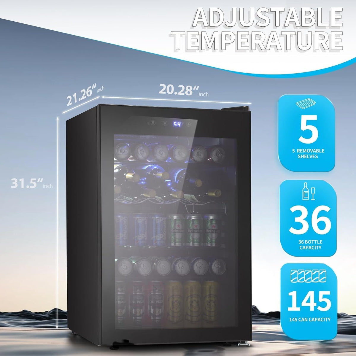 Antarctic Star Beverage Refrigerator Cooler 68 Can, Mini Fridge with Glass Door for Beer Drinks Wine,Freestanding Small Fridge with Electronic Temperature Control for Home and Bar,1.7 cu.ft
