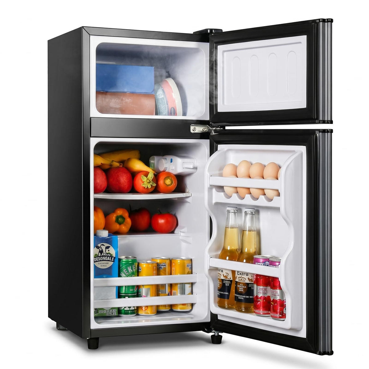 3.2 Cu.Ft Mini Fridge with Freezer, 7-Level Cooling Small Refrigerator