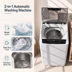 COSTWAY 8.8LBS Portable Washing Machine, Full-Automatic w/Drain Pump, White