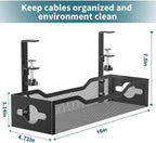 Under Desk Cable Management Tray 2 Pack, No Drill Cable Organizer With Clamp for Standing Desk, Easy to Install Cord Management System, No Damage Wire Organizer