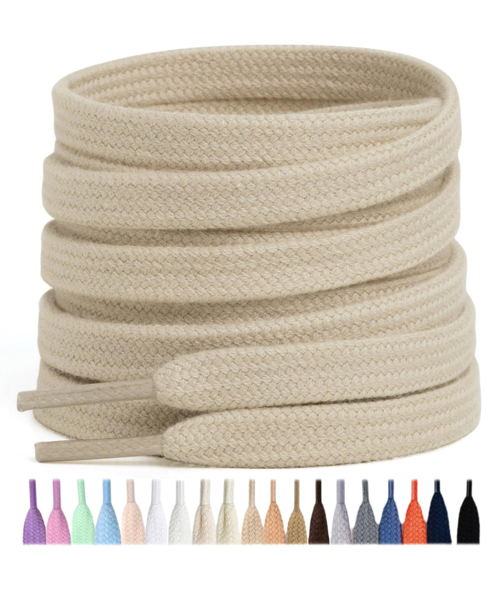Stepace 2 Pairs Cotton Flat Shoe Laces 8mm Wide Shoelaces for Sneaker