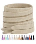 Stepace 2 Pairs Cotton Flat Shoe Laces 8mm Wide Shoelaces for Sneaker