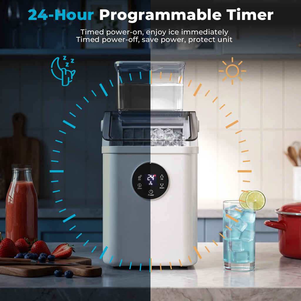 Electactic Countertop Ice Maker, 12 Square Ice Cubes in 13 Mins, 26Lbs/Day