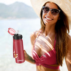 GOPPUS 600ml/20oz Stainless Water Bottle with Straw Double Wall Insulated Bottles with Strap One Hand Open Vacuum Thermal Flask with Flip Top Lid Leakproof Keep Cold Drinks BPA Free