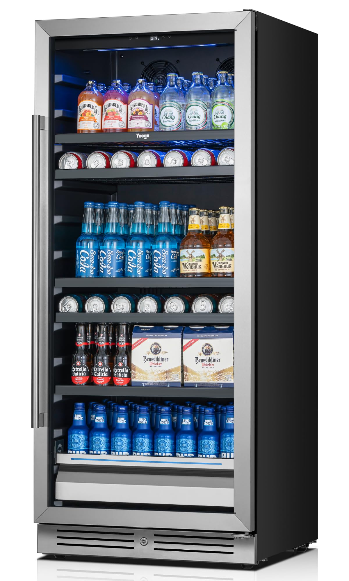 Yeego 12 Inch Beverage Refrigerator – 60 Cans Drink Fridge (Right-Hinged)