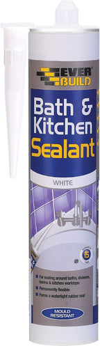 Everbuild Bath and Kitchen Acrylic Sealant – Anti Mould Formulation – White – 290ml cartridge