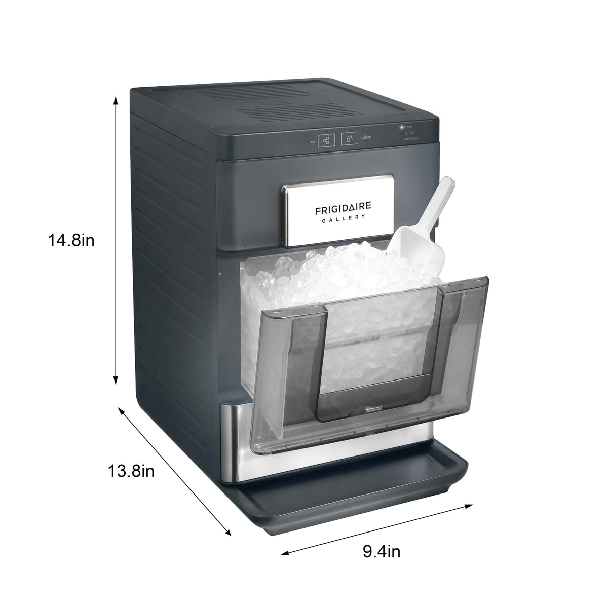 FRIGIDAIRE Gallery Countertop Crunchy Chewable Nugget Ice Maker, 33lbs per Day, Auto Self Cleaning, Grey