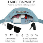 MAXTOP Large Bumbag Waist Fanny Pack Running Belt for Men Women Unisex Bum Bag with Headphone Jack and 4-Zipper Pockets Adjustable Belt for Travel Running Jogging Workout Hiking Gifts All Black