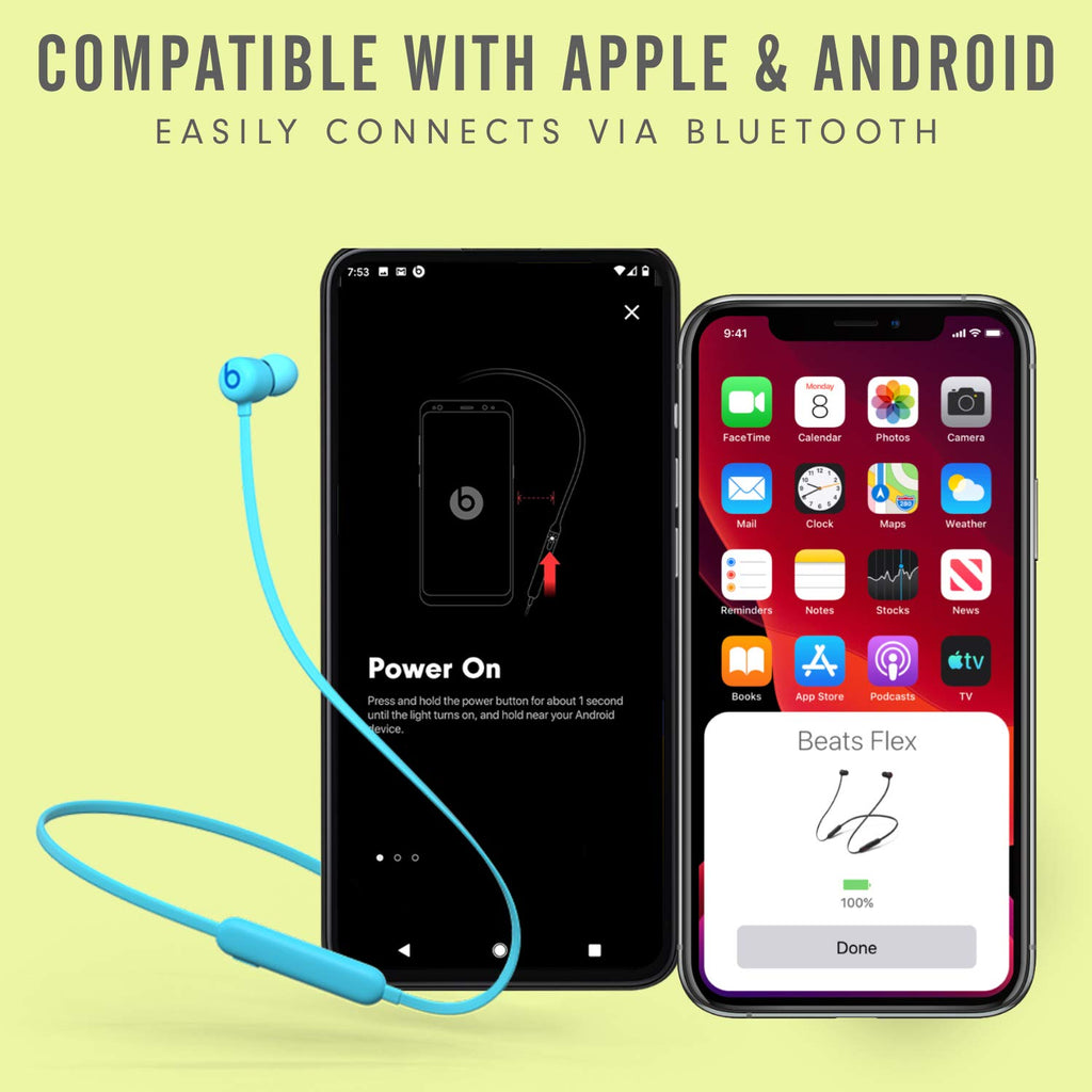 Beats Flex Wireless Earbuds - Apple W1 Headphone Chip, Magnetic Earphones, Class 1 Bluetooth, 12 Hours of Listening Time, Built-in Microphone - Yuzu Yellow