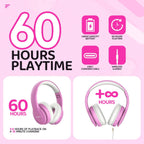 JoySpark Kids Bluetooth Headphones Over-Ear, 60Hrs, Built-in Mic-Purple