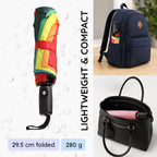 Compact Travel Umbrella, Windproof Automatic Folding with Fiberglass Ribs