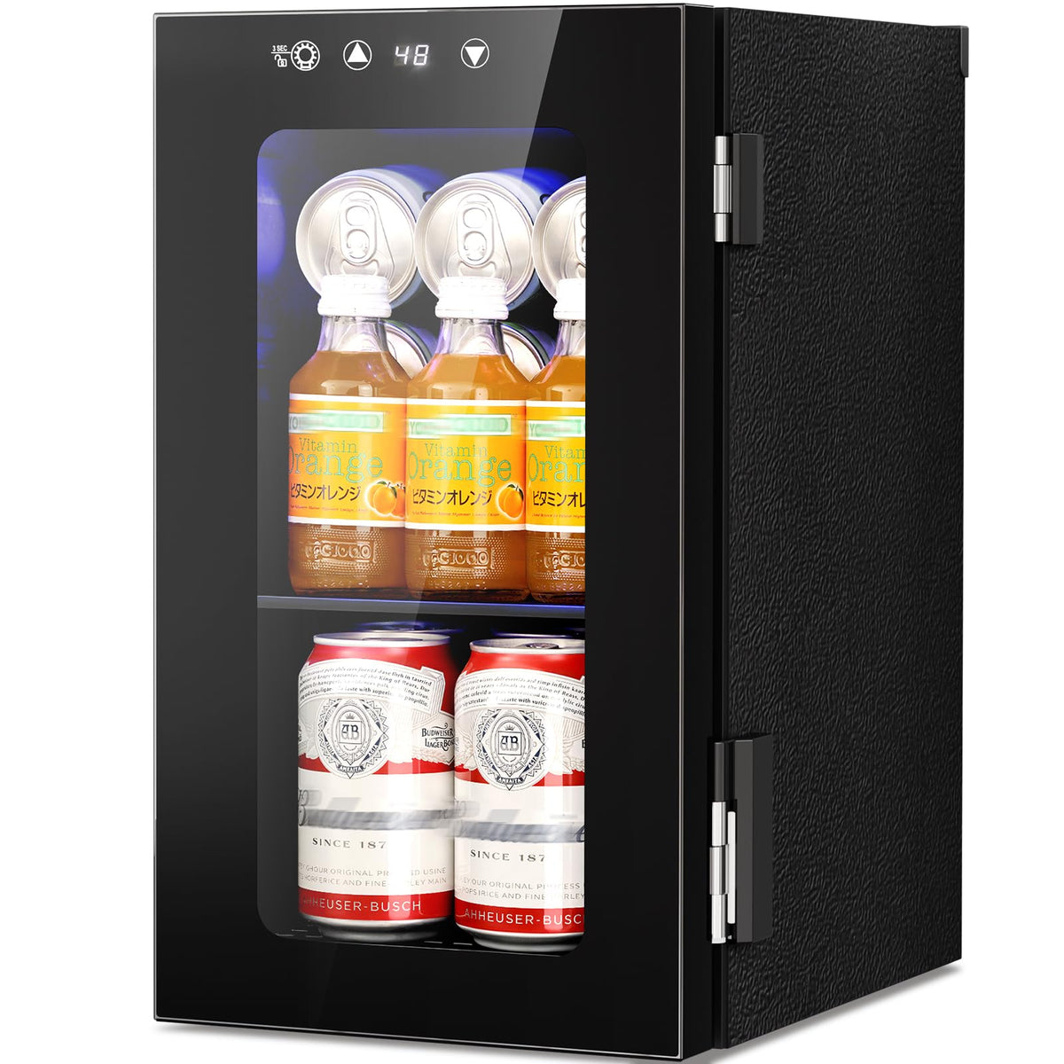 Antarctic Star 12 Bottle 48 Can Beverage Refrigerator Cooler - Mini Fridge Glass Door for Beer Soda Drinks or Wine,Freestanding Beverage Fridge for Home and Bar with Adjustable Shelving, 1.3 Cu. Ft.