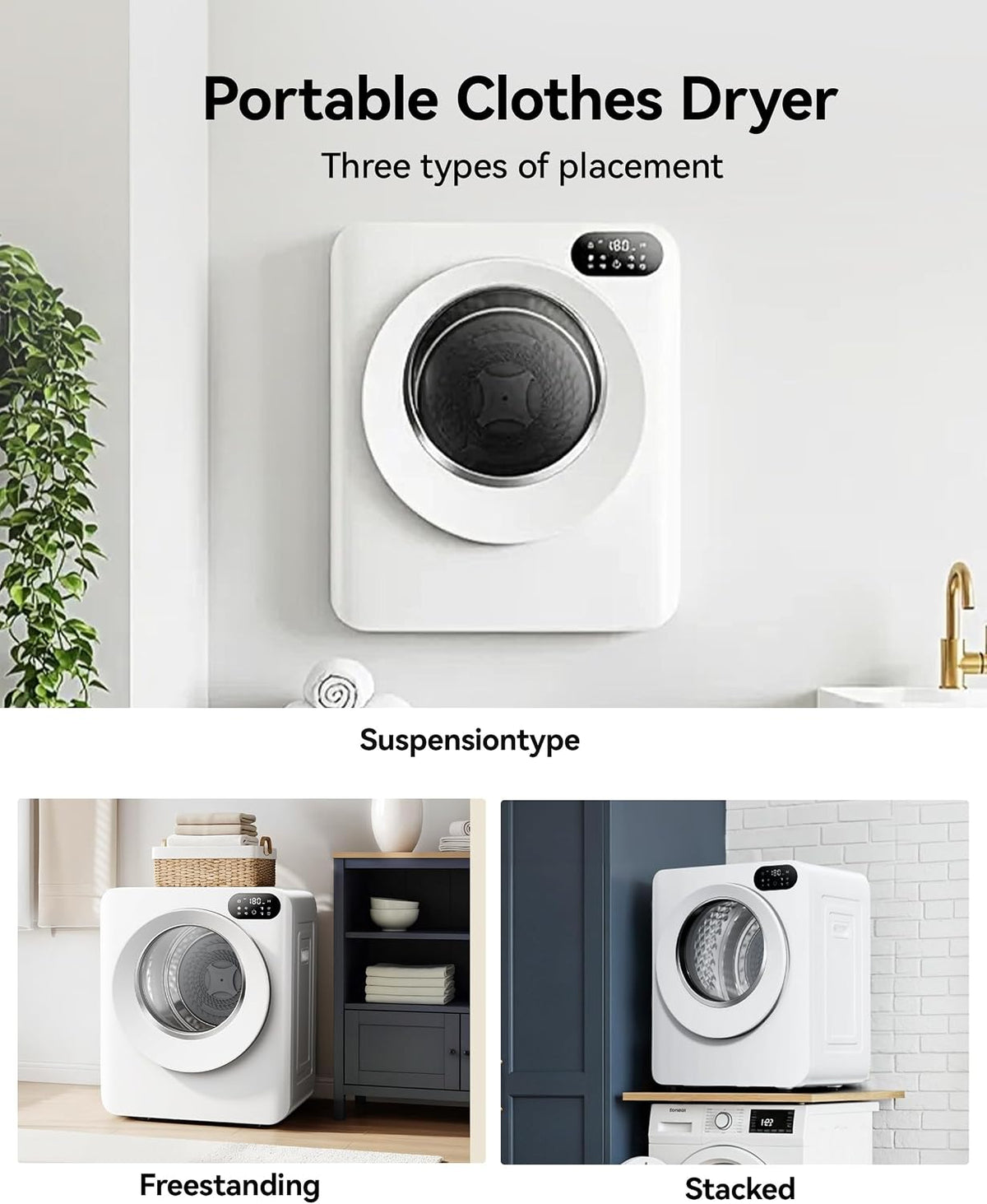 1.5 Cu. Ft. Protable Clothes Dryers with LED Control