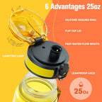 Sahara Sailor Water Bottle 1L, Leakproof Tritan Bottle with Time Marker