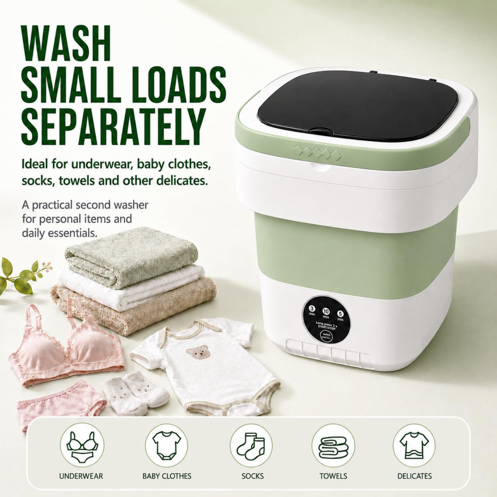 Portable Washing Machine【Upgraded 20L Capacity・3 Modes Deep Cleaning・1-Year Free Replacement】Foldable Mini Washer and Dryer, Small Washing Machine for Travel, Dorms, RVs, Camping (Green)
