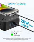 Anker Power Strip with 2000J Surge Protector, 10ft Outlet Extender, 20W 8AC