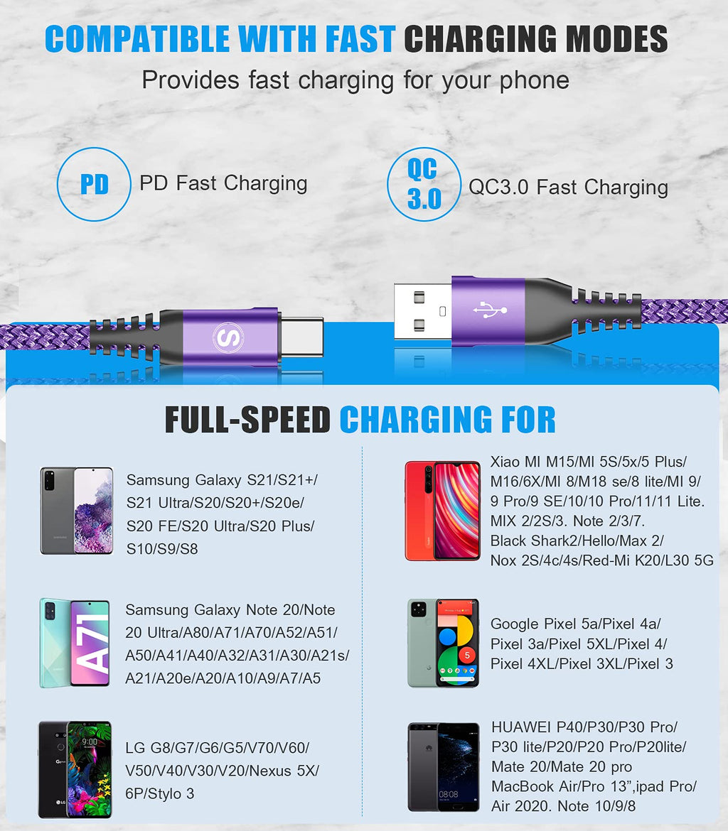 2-Pack 1M USB C Cable 3.1A Fast Car Charger Cable Compatible for iPhone 17 air 16 15 Plus Pro Max, Samsung Flip/Fold 7 6 5 4 3 S26 S25 S24 S10 S20 S21 S22 S23 A16/15/14/13/12 A35/A34 A56/55/54, Pixel