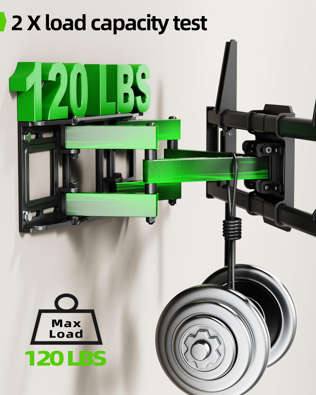 USX Mount TV Wall Mount for Most 26-60 Inch TVs up to 77 lbs, Full Motion Wall Mount TV Bracket with Swivel Tilt Single Stud Design for Corner, Max VESA 400x400mm fit Most 32 40 42 43 50 55 60 TVs
