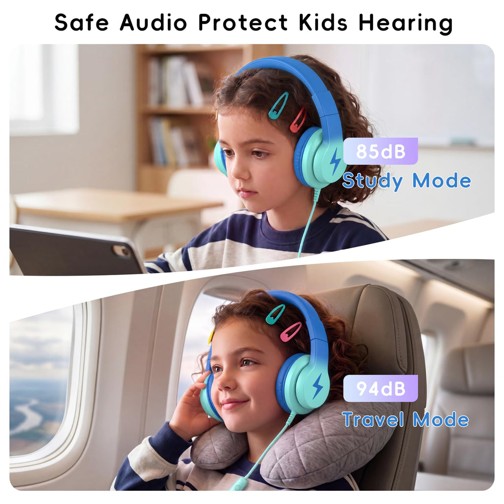 Candy Bila Wired Kids Headphones for School, Over-Ear for Boys Girls