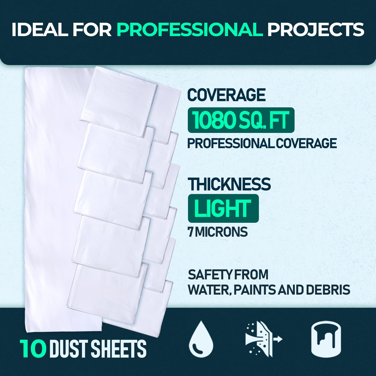 CS Cotton Dust Sheets for Decorating, Furniture, Floors, 12x9 Ft (3.6x2.7m)