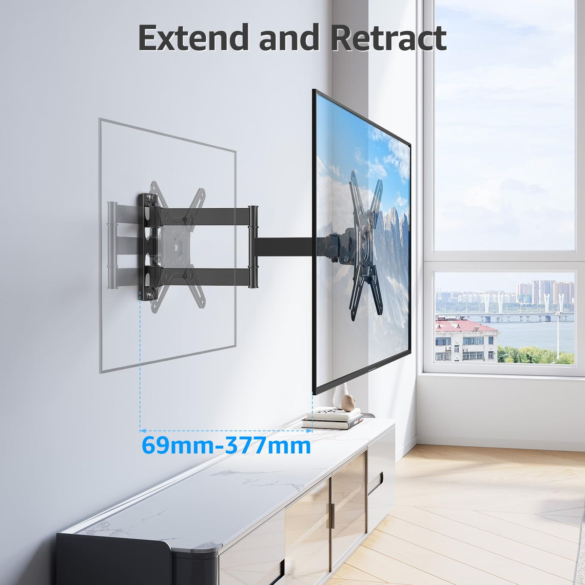 MOUNTUP 550 mm Long Arm TV Wall Bracket for 14–42 Inch TVs & Monitors