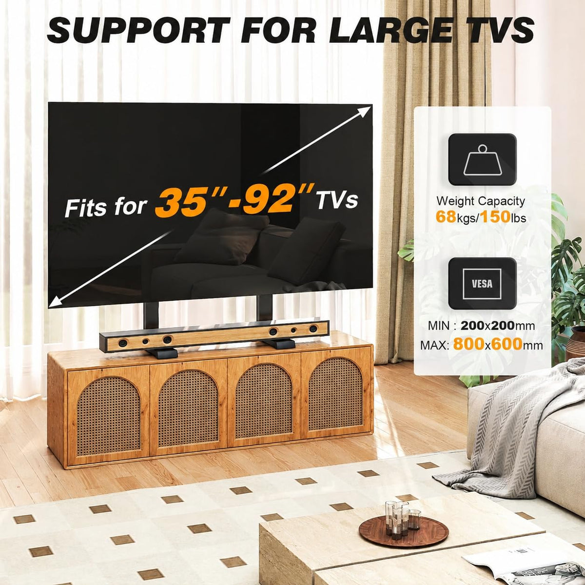 5Rcom Universal Tabletop TV Stand Base for 22-65 Inch Flat Screen TVs