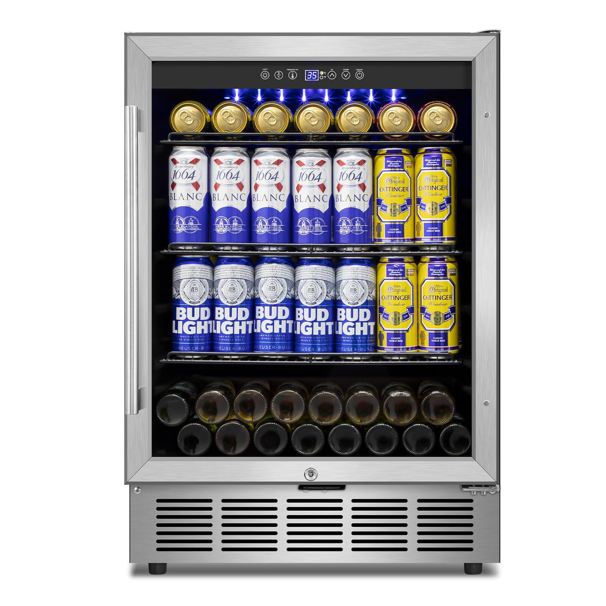 24" Dual Zone Wine and Beverage Refrigerator, Under Counter with Glass Door