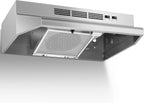 Tieasy Under Cabinet Range Hood 24 Inch, 400 CFM Stainless Steel Convertible Vent Hood with 2 Speed Exhaust Fan and Rocker Switch Control, Ducted/Ductless Kitchen Hood with Multiple Venting Options