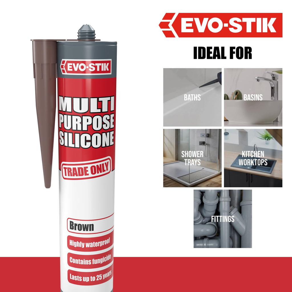 EVO-STIK Multipurpose Silicone Sealant White - Waterproof & Mould Resistant