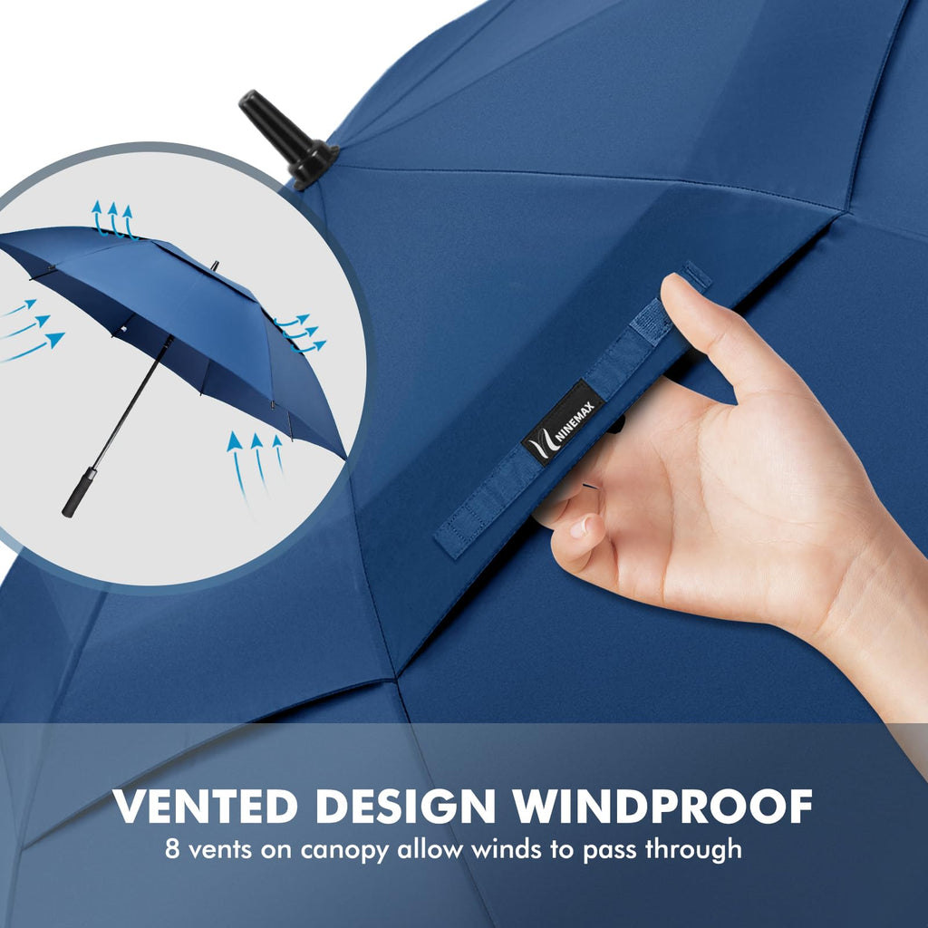 NINEMAX Large Golf Umbrella Windproof Strong 54/62/68 Inch,Extra Big Golf Umbrellas Automatic Open Double Canopy for Gents Women