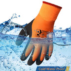Winter Work Gloves Thermal Fleece Liner Waterproof Coating Superior Grip for Cold Weather Car Washing Gardening Fishing Multipurpose
