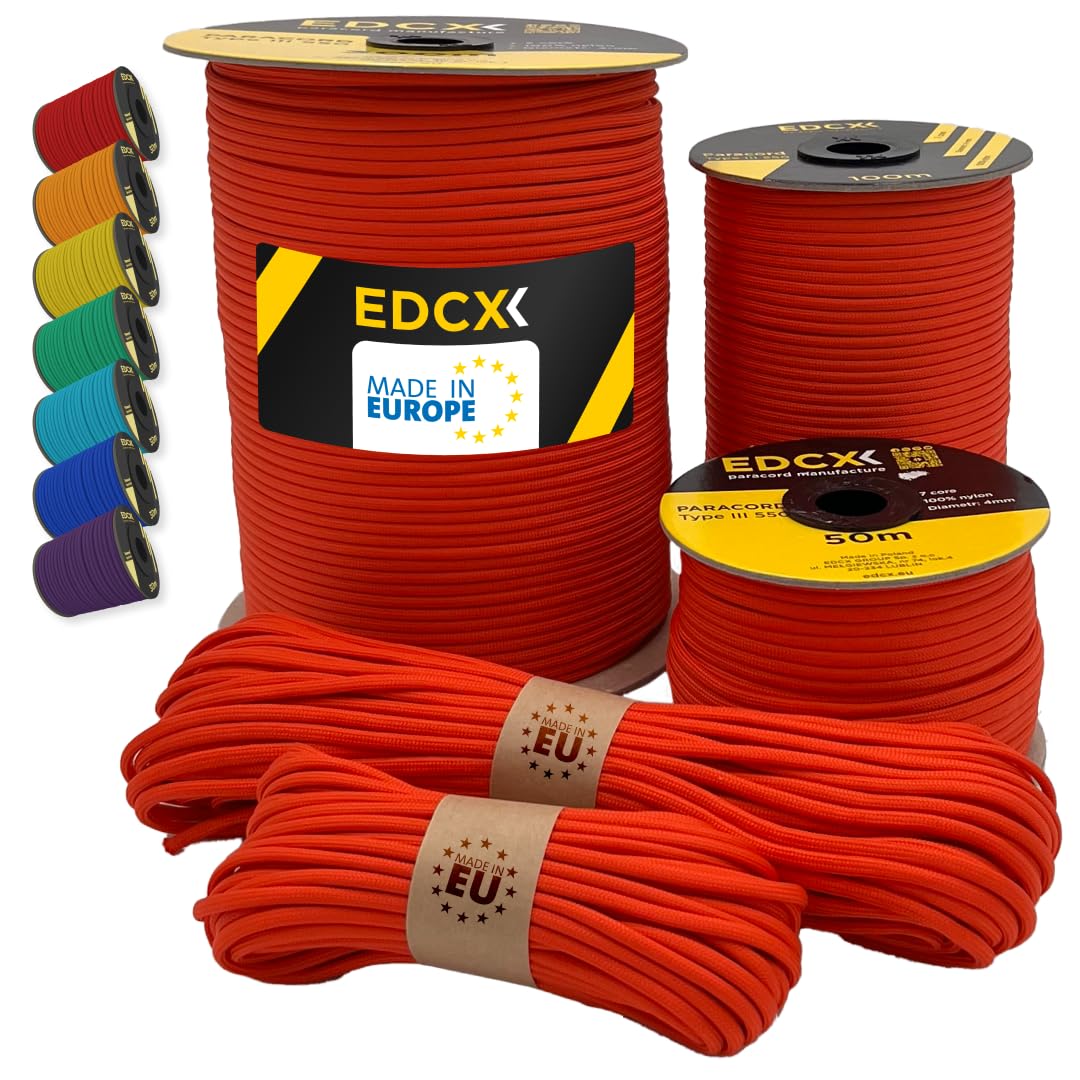Paracord 550 4mm, 35+ Solid Colors (10m, 15m, 30m, 50m, 100m, 300m)