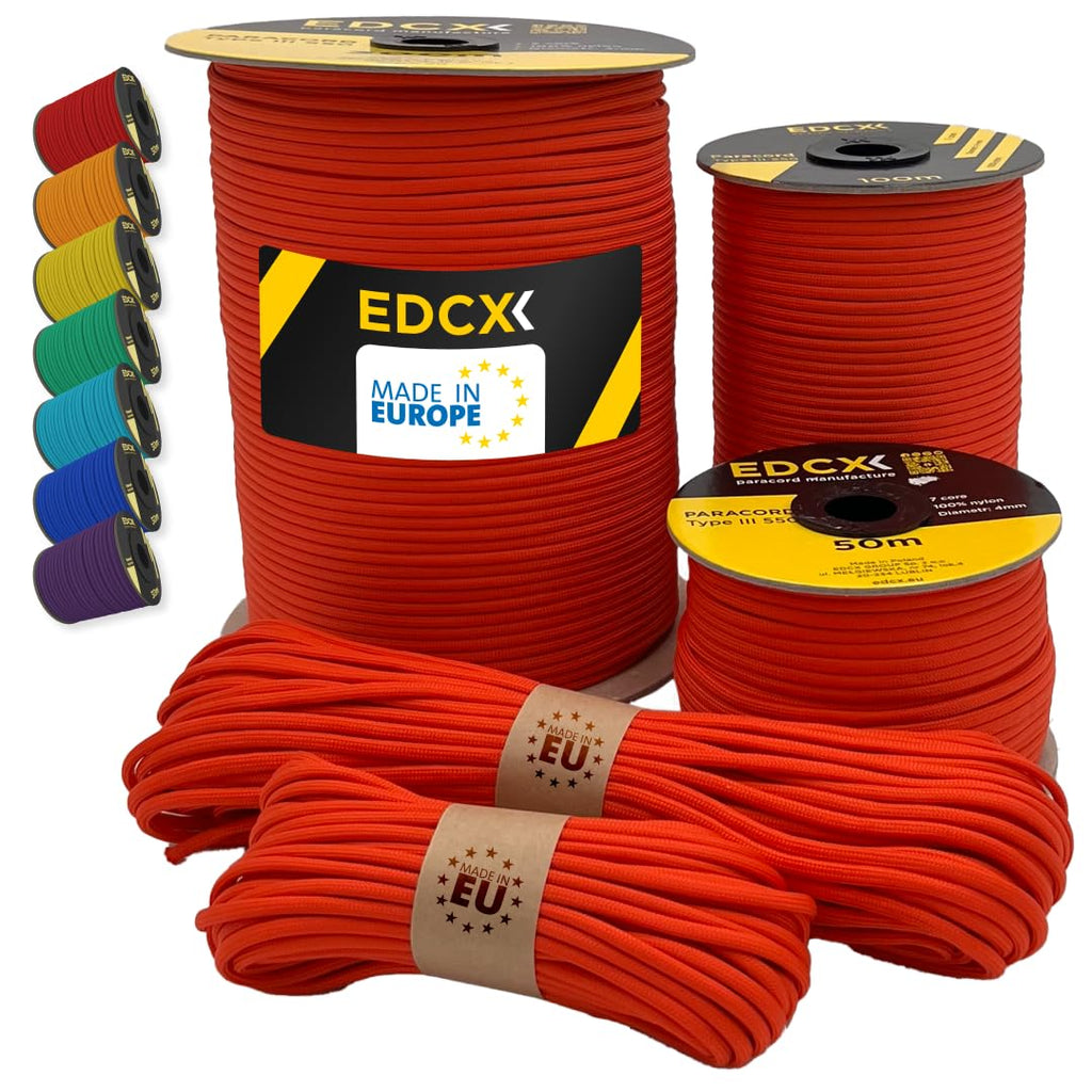 Paracord 550 4mm, 35+ Solid Colors (10m, 15m, 30m, 50m, 100m, 300m)