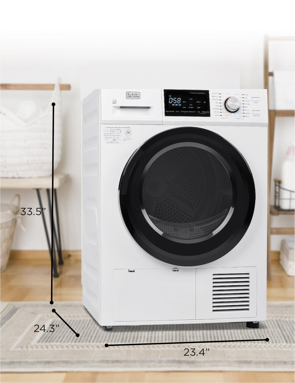 BLACK+DECKER 2.65 Cu. Ft. Portable Dryer, 8.8 lb. Capacity, BCED26, White