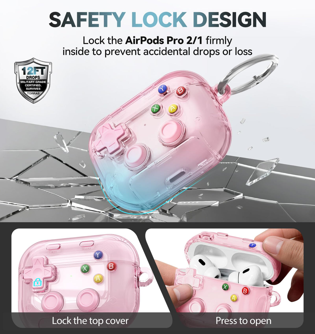 for AirPods Pro 3 Case Cover 2025 with Safety Lock-Clear White