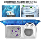 COSTWAY Portable Washing Machine, Twin Tub 26lbs Capacity Laundry, 18lbs Washer and 8lbs Spinner Combo with Timer Knobs, Built-in Drain Pump, Compact Washer for Home Dorm Apartment (Grey+White)
