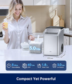 WIE Nugget Ice Maker Countertop, Sonic-Style Chewable Nugget Ice, 40lbs/Day, Fast Ice Making, Quiet Operation, Self-Cleaning Ice Maker Machine, Compact Ice Machine for Home Kitchen Party
