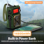 FosPower NOAA Emergency Weather Radio A1 7400mWh Solar Hand Crank (Orange)