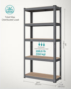 SONGMICS 5-Tier Heavy-Duty Shelving Units, Set of 2, Boltless Assembly