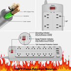 ALESTOR 6 Ft Surge Protector Power Strip with 12 Outlets and 4 USB Ports