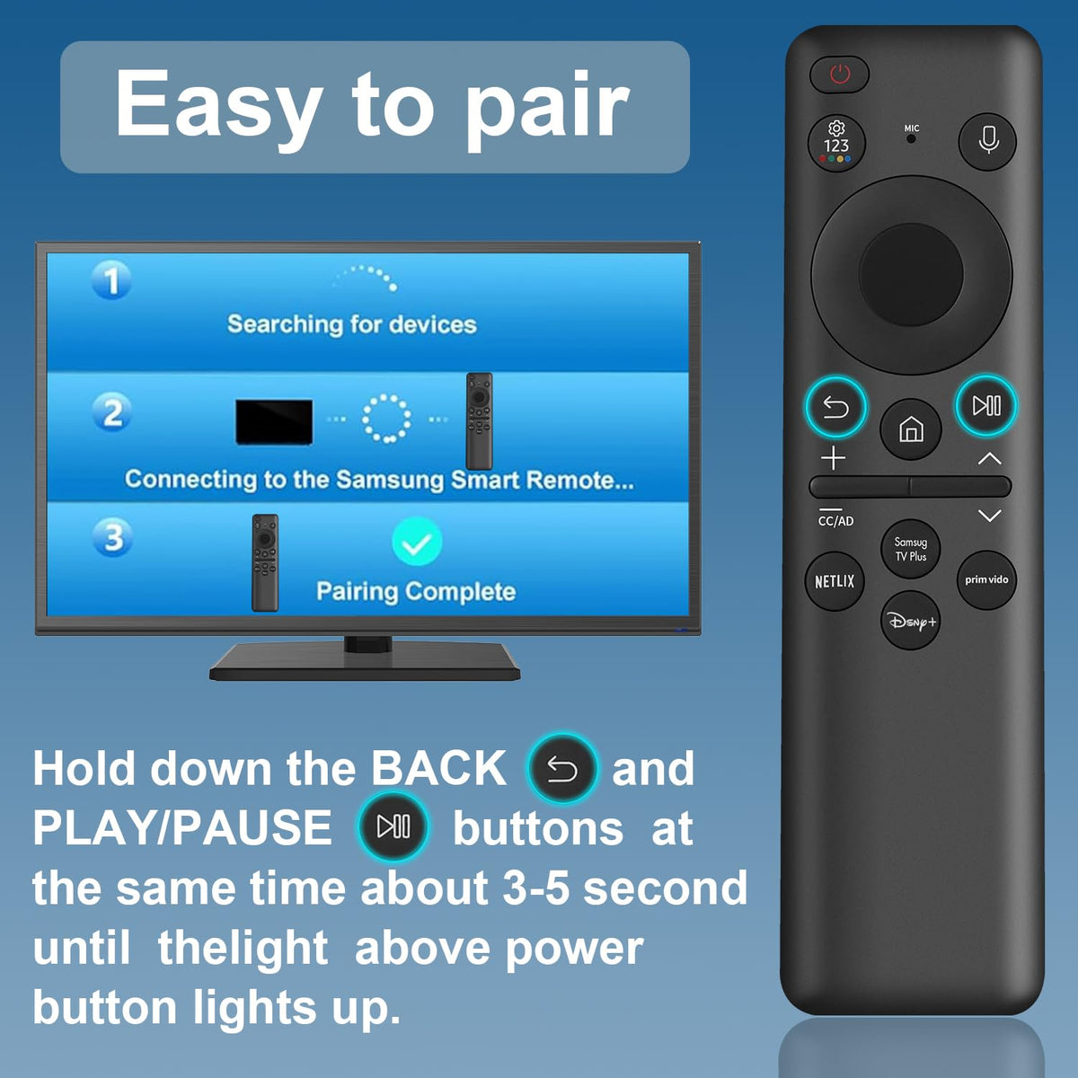 for Samsung-Smart-TV-Remote-Replacement, Universal for All Samsung TVs (BN59-01315A)