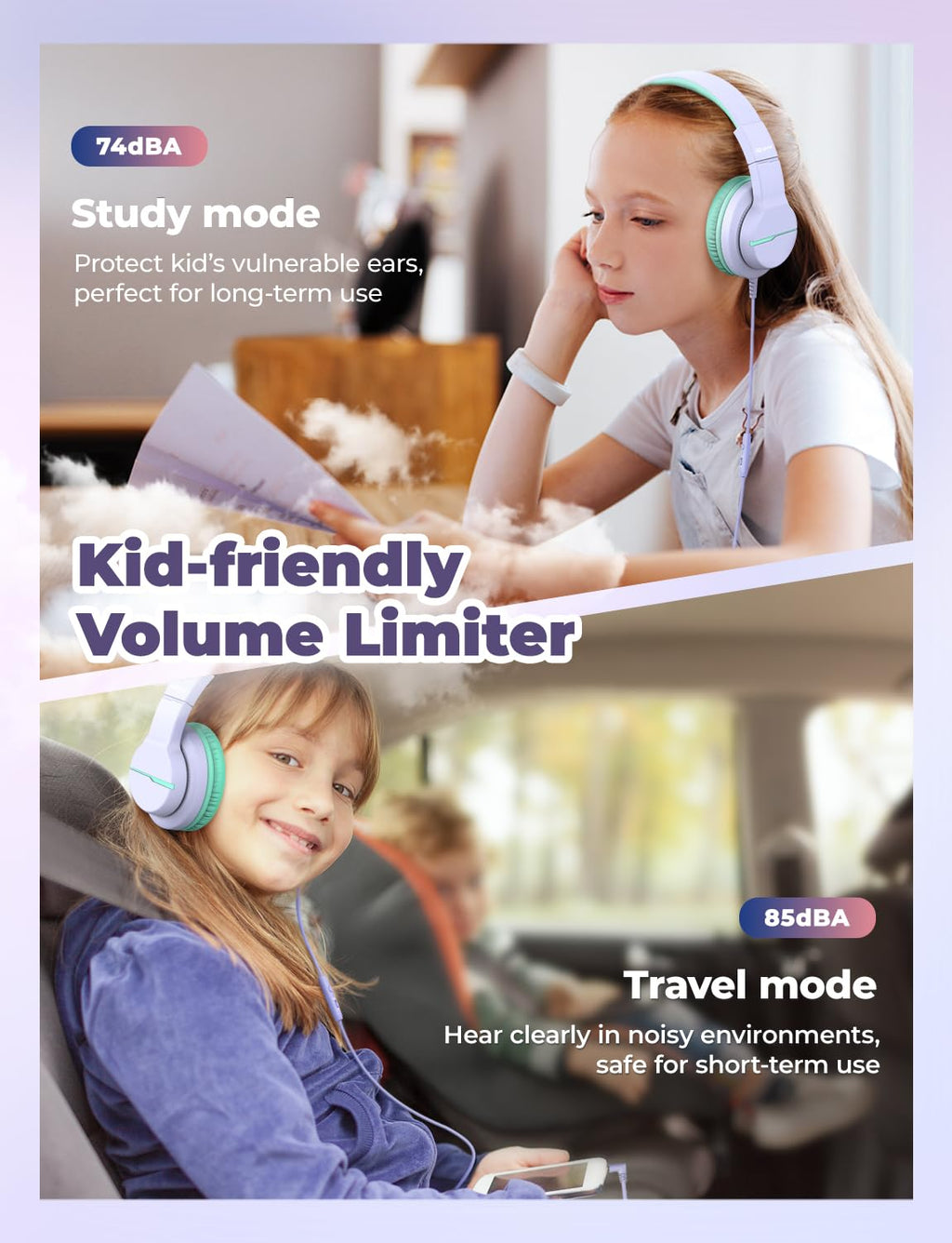 iClever HS19 Kids Headphones with Cord, Toddler Headphones for Boys Girls