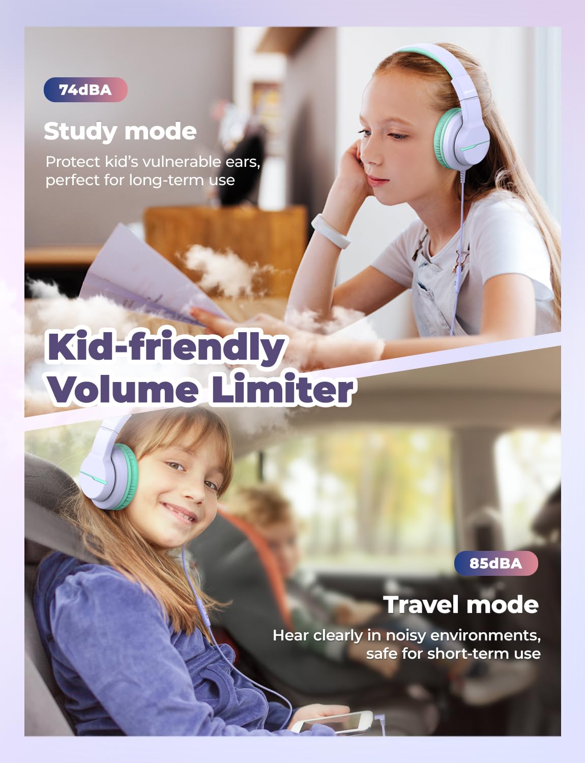 iClever HS19 Kids Headphones with Cord, Toddler Headphones for Boys Girls