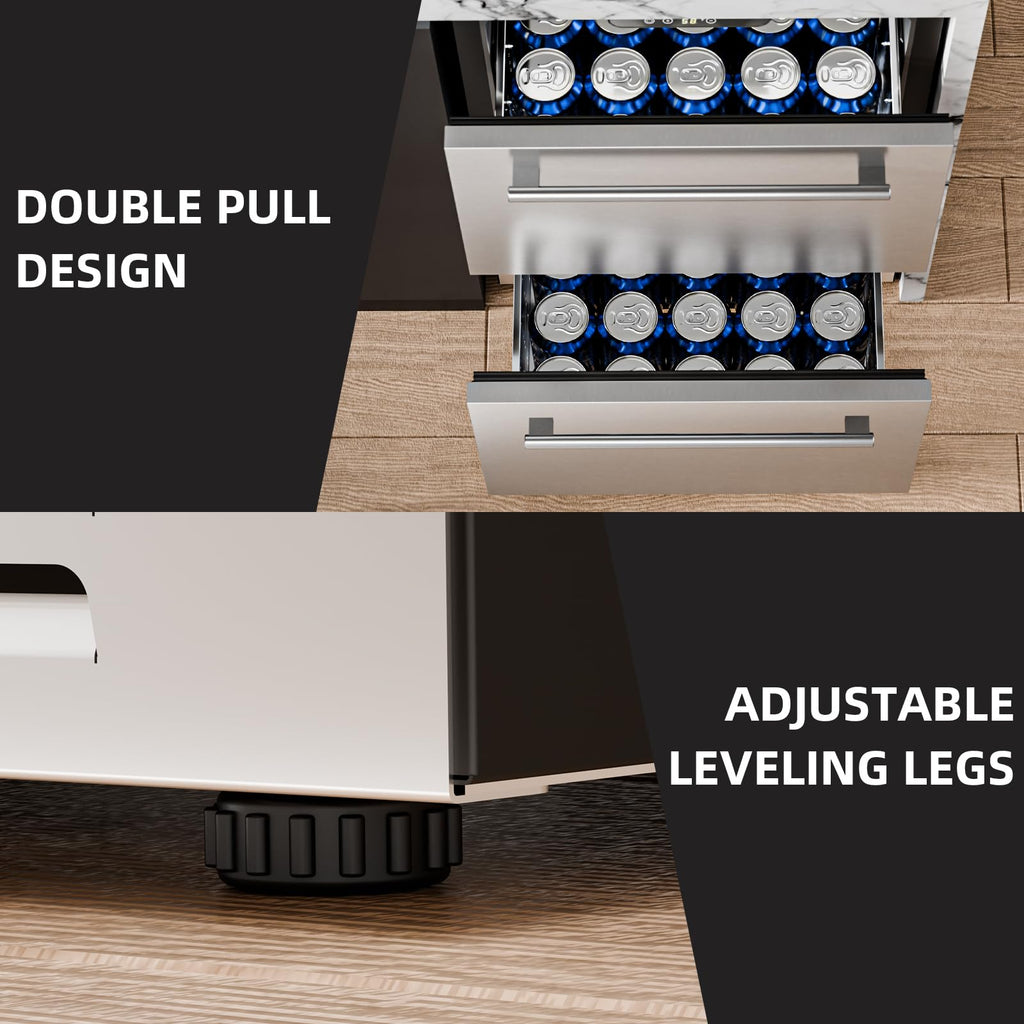 Antarctic Star 18L Mini Fridge Cooler 24Can, Beverage Refrigerator with Quiet Compressor, LED Light,Freestanding Small Fridge with Electronic Temperature Control for Home and Bar(40-61 ℉)