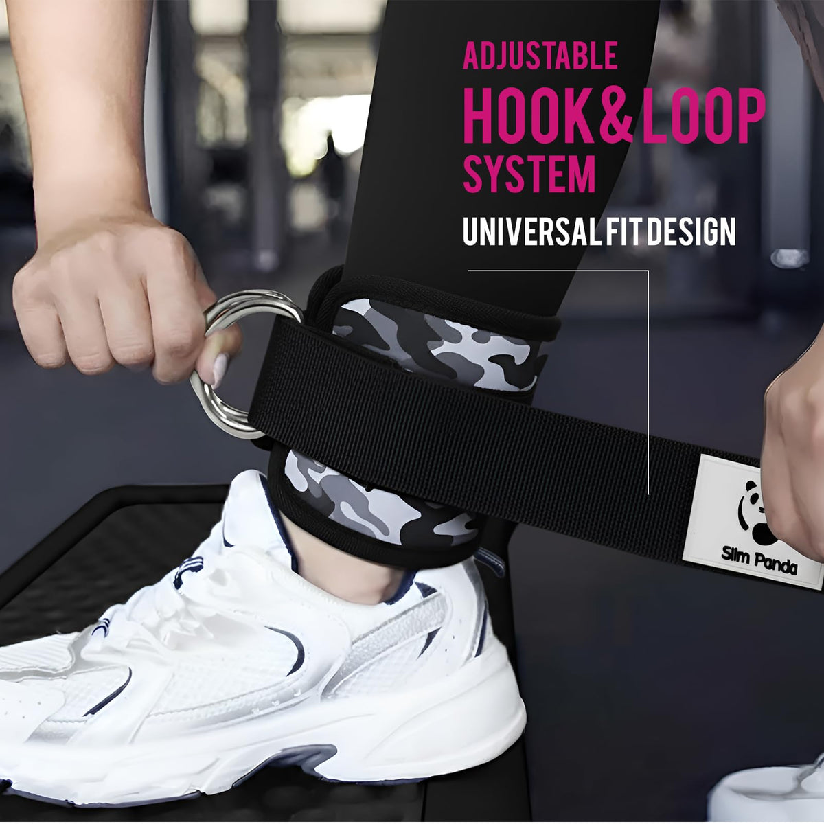 Slim Panda Ankle Straps for Cable Machines, Cable Kickback Ankle Cuffs