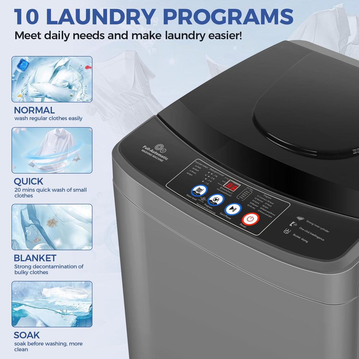 Nictemaw Portable Washing Machine, 25Lbs for Apartment, 480W Drain Pump