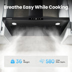 VIKIO HOME 36 Inch Wall Mount Range Hood 580CFM Low Noise Touch Control