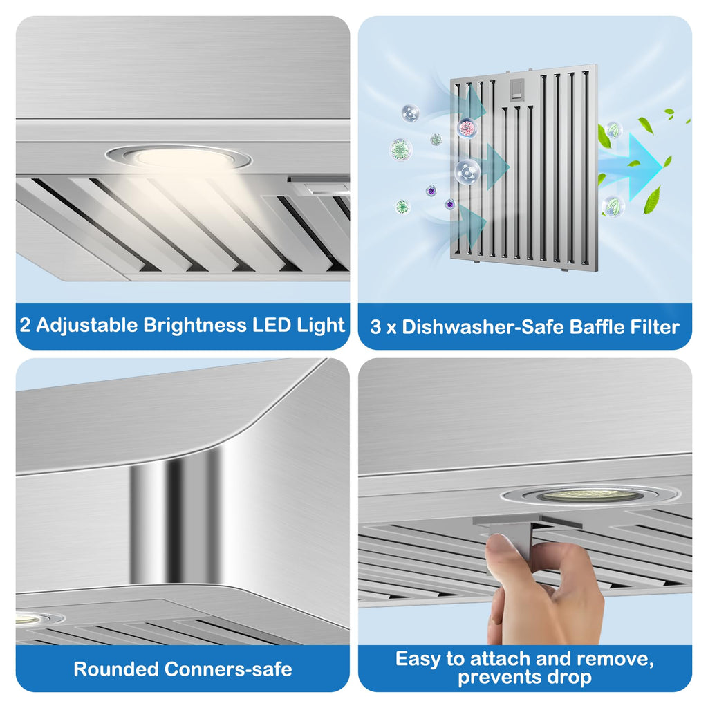 42 inch Range Hood Under Cabinet 1200 CFM Stainless Steel Stove Vent Hoods